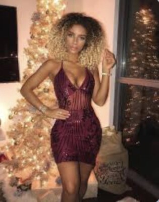 burgundy strappy sheer panel sequin bodycon dress Sexy High Quality Size 8 The body Sequin Bodycon Dress in Burgundy