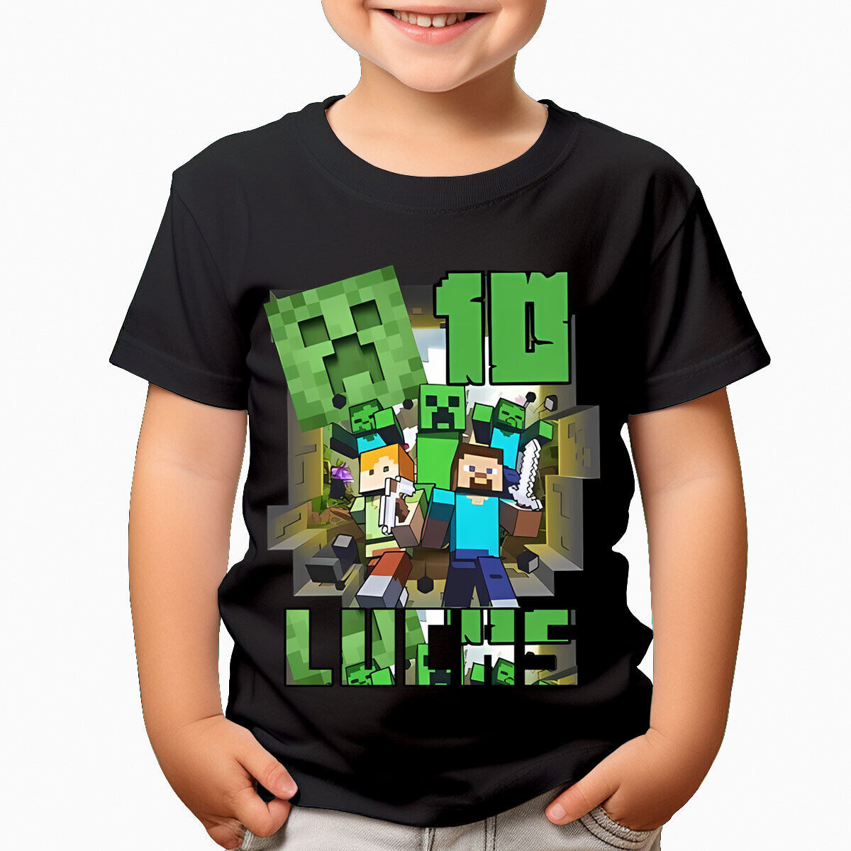 Camisetas Personalizadas Tu Nombre y Edad Niños Niñas Serie de Juegos Cumpleaños Niños #UJG6