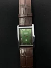 Seiko Vintage Slim Quartz Men's Leather Green Beautiful Watch - FREE SHIPPING