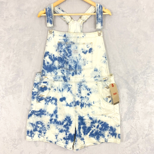 Levi’s Tie Dye Shortalls Overalls Women's Size XL Levi Strauss Co Blue NWT NEW - Picture 1 of 21