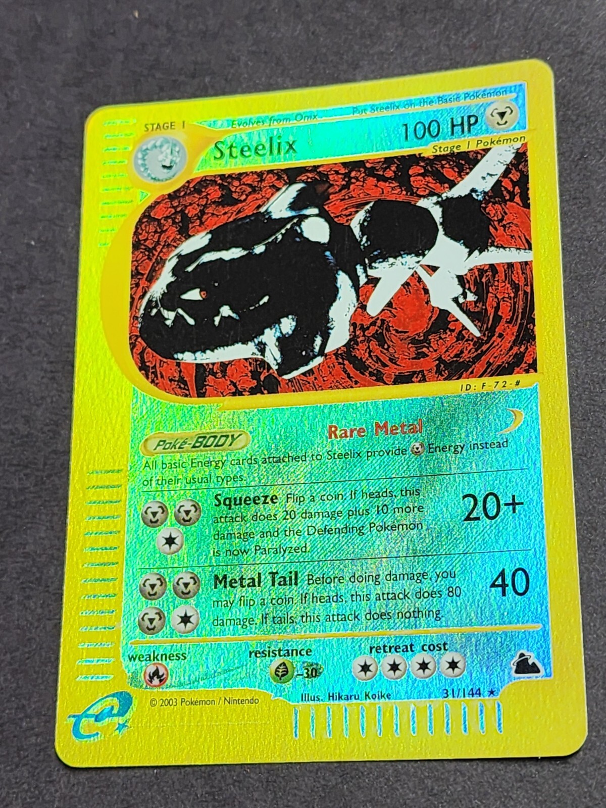 2003 Steelix Reverse Holo H29/H32 Skyridge Pokemon Card Game