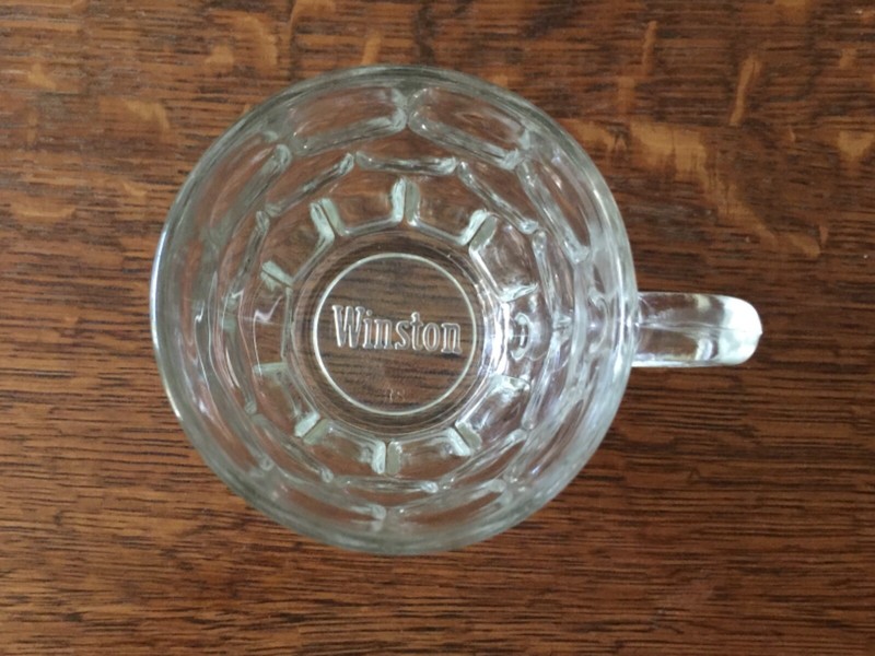 Winston Cigarettes Clear Dimpled Thumbprint 16oz Beer Mug Stein NASCAR Salem NC