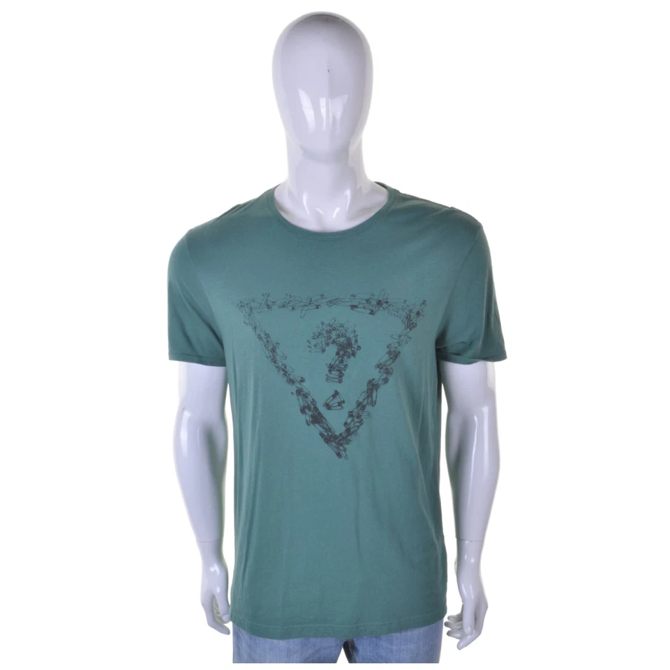 GUESS Vintage 90s Safety Pin Design T Shirt XL Punk Y2K Designer Top Green - Imagem 2 de 4