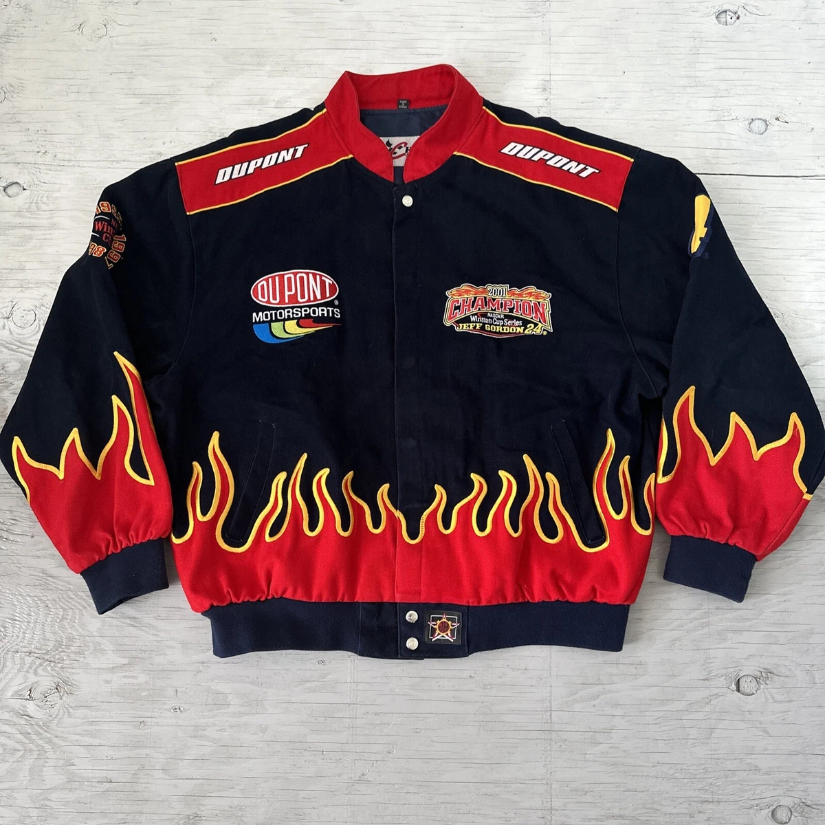 VTG NASCAR Jeff Gordon Chase Authentic JH Design Winston Cup Flame Jacket 2XL