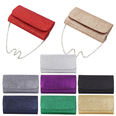Premium Small Metallic Glitter Flap Clutch Evening Bag Handbag - Diff Colors