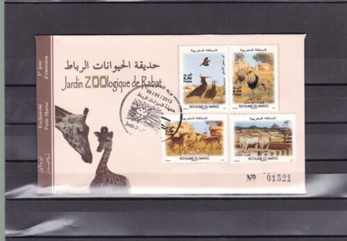 Morocco FDC zoo of Rabat 2012 lion, giraffe - Picture 1 of 1