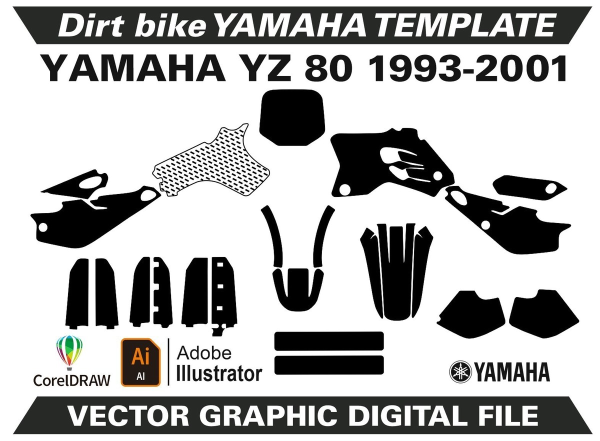 YAMAHA YZ 80 1993-2001 Template Vector Format Ai CDR EPS M86 | eBay