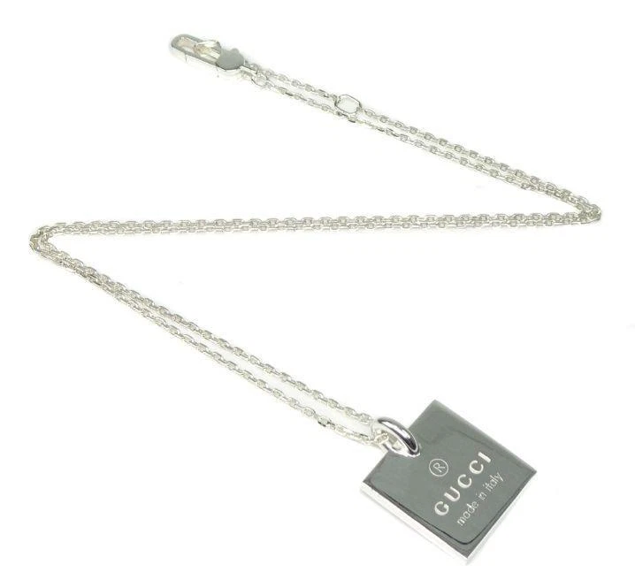 Gucci SV925 Logo Square Plate Chain Necklace Men s Fashion Accessories