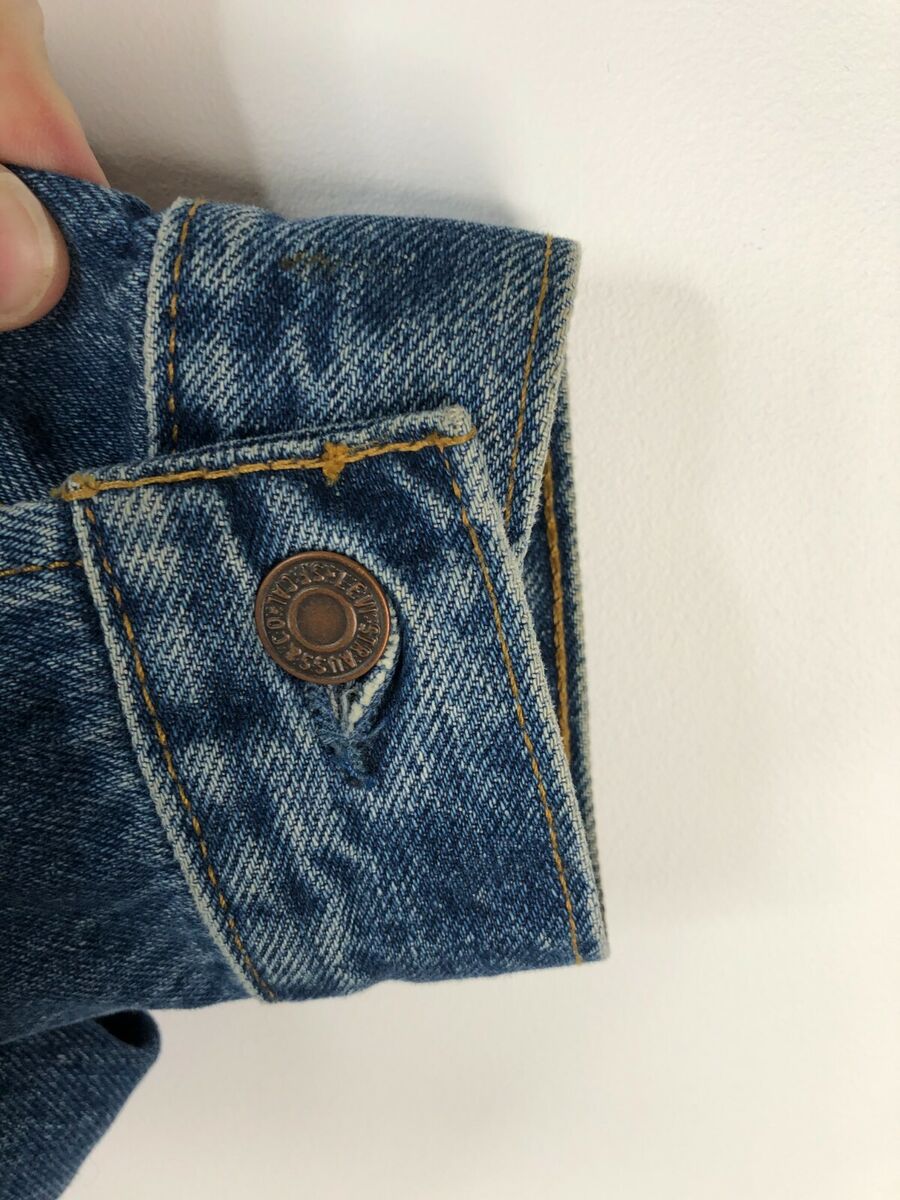Vintage Levis Mens Small Denim Blue Jean Trucker Jacket Made Vintage Levis Mens Small Denim Blue Jean Trucker Jacket Made
