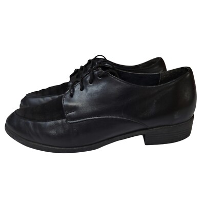 Munro Sport Womans 7 M Verona Leather + Velvet Oxfords Lace Up Dress Shoes Black