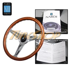 ITALY NARDI CLASSIC 390MM STEERING WHEEL MAHOGANY WOOD WITH POLISHED SPOKE