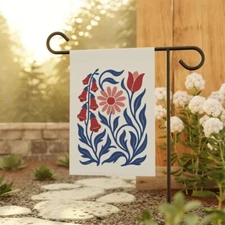 Patriotic Floral Garden Flag – Foxglove Daisy Tulip Yard Decor