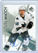  2016-17 SP Authentic FUTURE WATCH #181 Kevin Labanc RC AUTO 514/999 - SHARKS
