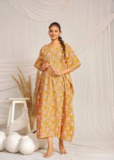 Indian Floral Print Kaftan | Beautiful Printed Cotton Kaftan | Beach Coverup