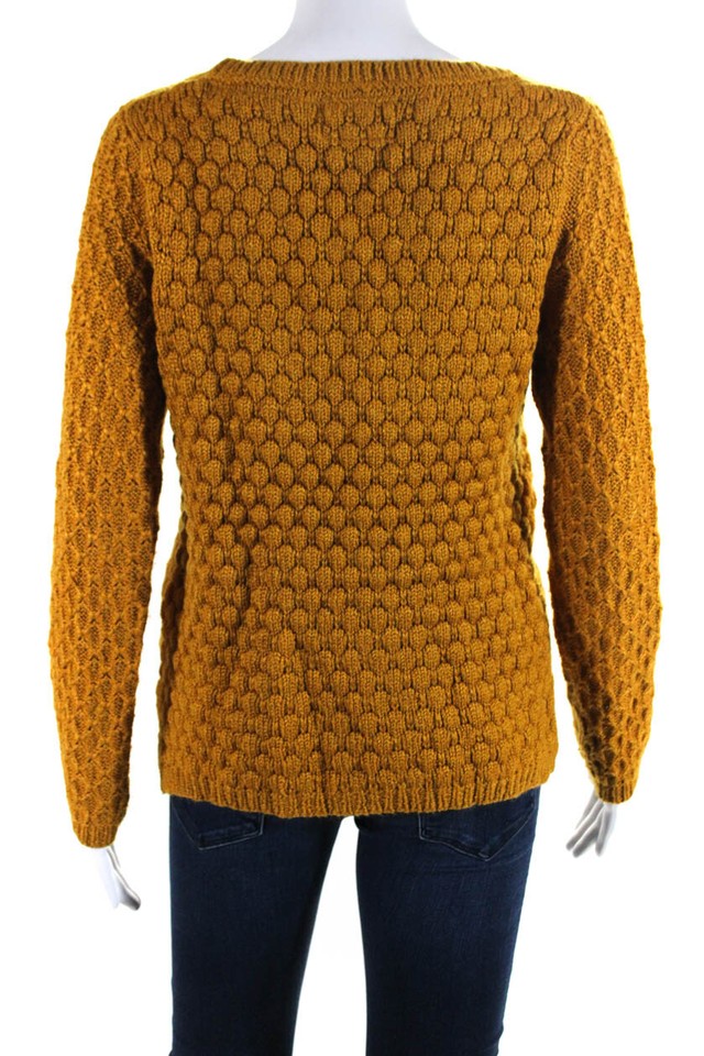 Field Flower Anthropologie Womens 3/4 Sleeve Crew Neck Sweater Brown