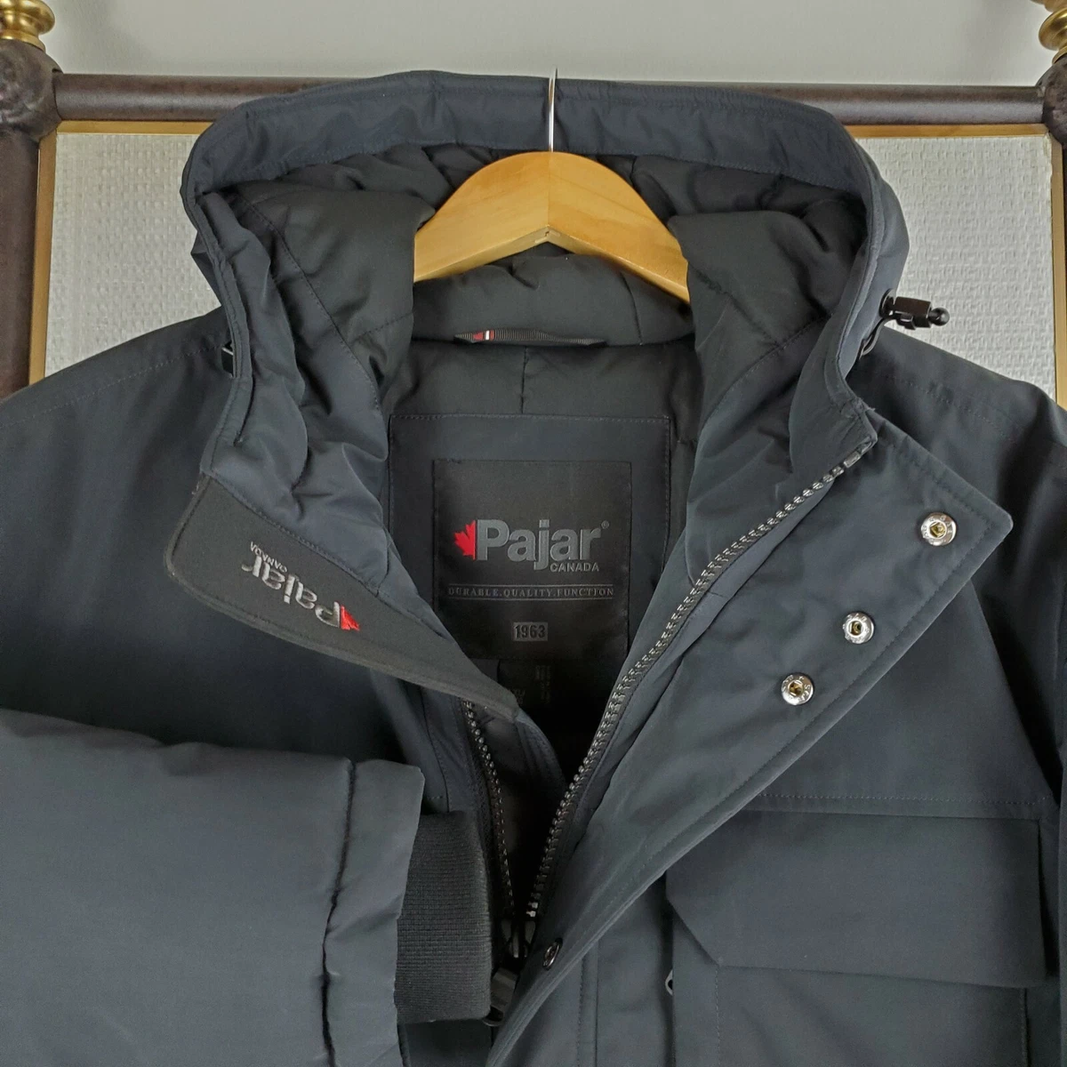 NWT 699 PAJAR Size XL Mens Black Fielding Jacket Hooded Down Filled Coat Heavy
