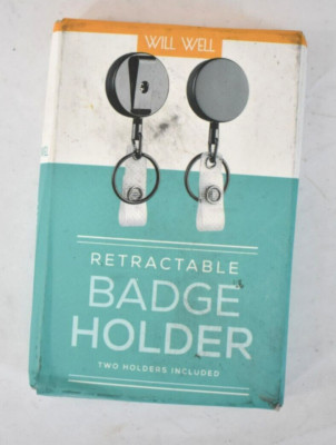 Will Well 2 Pack Heavy Duty Retractable Badge Holders Reel Metal ID w Belt Clip