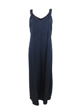 Vince Camuto Women's Slitted V Neck Tea-Length Dress (S, Navy) 196545286426