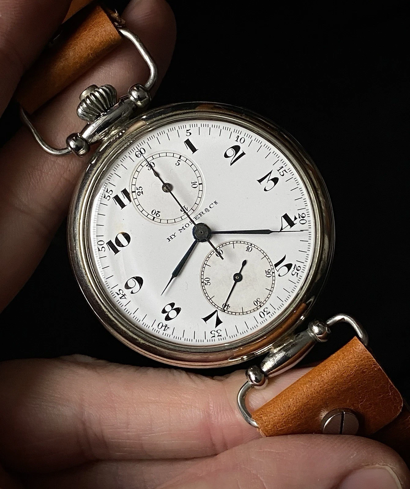 Breguet — 1900s Hy Moser & Cie pocket watch chronograph historic Russian WW1 conversion