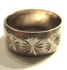 STERLING SILVER OLD VINTAGE RETRO WEDDING RING BAND  STARBURST  DESIGN SIZE M