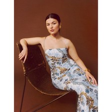 REFORMATION 'Frankie' Linen Maxi Dress in Reign Print US 0 NWT