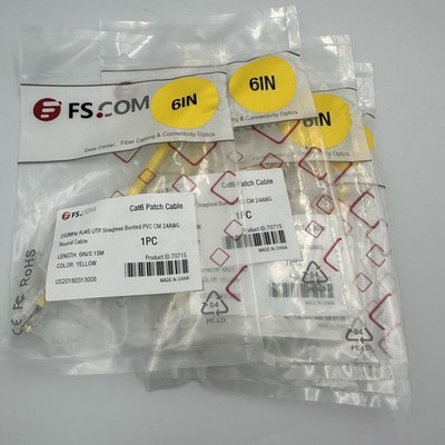 Lot of 4 FS.com (6in) Cat6a Patch Cable
