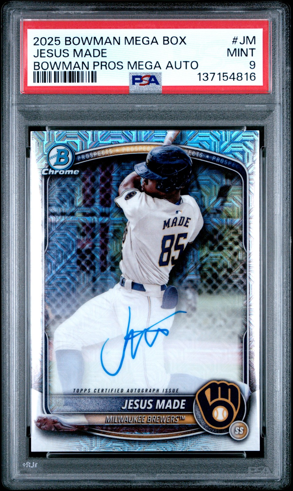 2025 Bowman Mega Box Bowman Prospect Mega Autographs #BMA-JM Jesus Made PSA 9