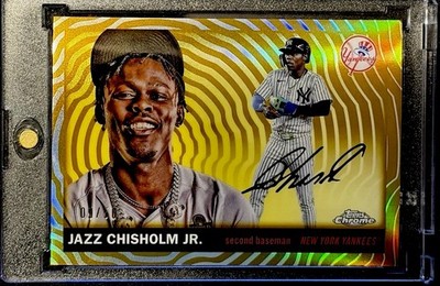 Jazz Chisholm Jr. 2025 Topps Chrome Platinum Gold Vibrations #130  /50 Yankees