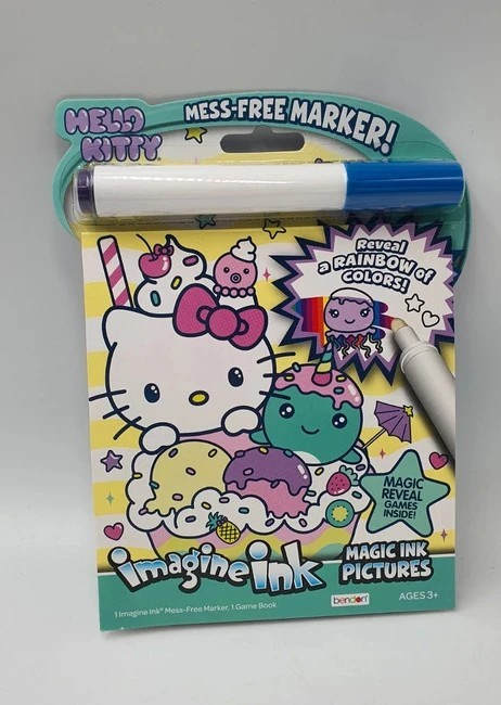 Hello Kitty Imagine ink Colouring Book with 1 Mess Free Marker USA Import