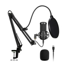 Condenser Microphone,PC Computer Podcast USB Condenser Microphone Cardioid Me...