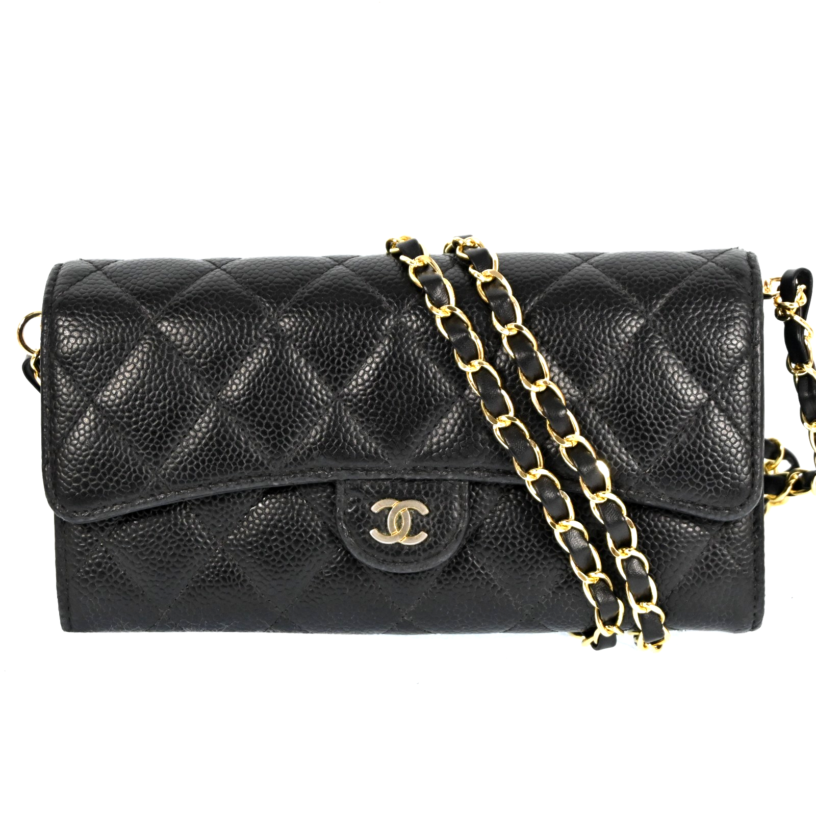 AUTH CHANEL Caviar Wallet Coco Mark purse Black France P4901RT802-image