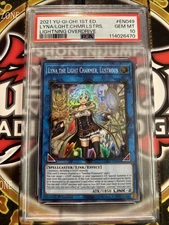 YuGiOh LYNA THE LIGHT CHARMER, LUSTROUS LIOV-EN049🔥PSA 10🔥1st ED-21 SUPER RARE