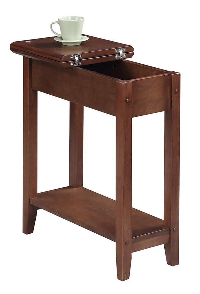 Mesa auxiliar abatible de nogal oscuro Convenience Concepts American Heritage Foto 2 de 3