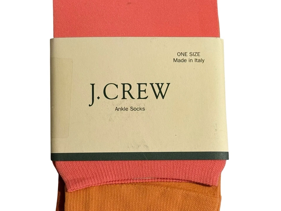 NUEVO 3 Pares De Colección J.Crew Elastizados Nylon Calcetines al Tobillo Para Mujer Marrón Naranja Rosa Italia Foto 2 de 4