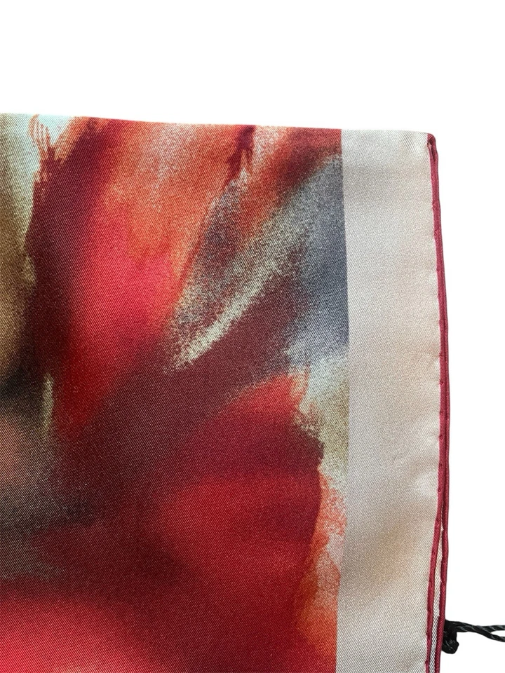 NWT Kiton Pocket Square 100% Silk Beige/red  Pocket Square  15x15 - Image 2 of 4