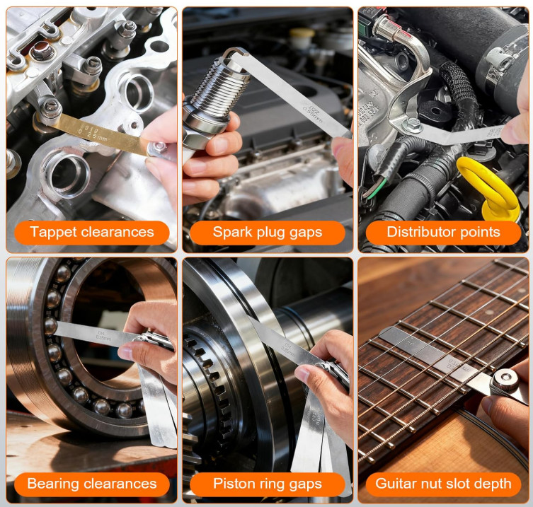 2Pcs Stainless Steel Feeler Gauge Set,32 Straight Blades Feeler Gauge16 Piece...