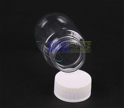 5PCS Clear plastic seal vials medicine sample container bottle with lid 100ML #x