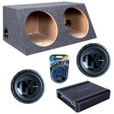 Slanted Sealed Hatchback Enclosure w/ PRX1224 12" Sub, 500W Amplifier, Amp Kit