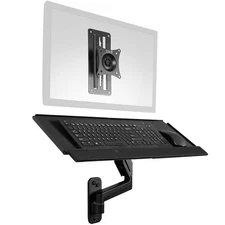 Sit-Stand 17 to 32 inch Single Monitor Wall Mount with Pneumatic Arm Keyboard...