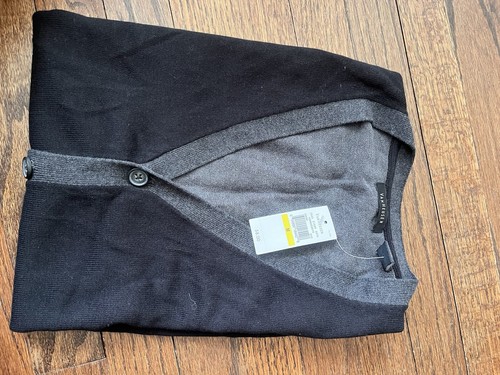 NWT Van Heusen Sweater Vest Button Down Size M Medium Color Block Black Gray - Picture 3 of 6