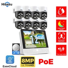 8PCS/Lot Hiseeu 4K 8MP Wired POE Security Camera System 2-Way Audio Plug Play