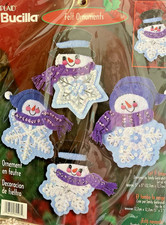 Bucilla "LET IT SNOW" Felt Christmas Ornaments Kit OOP Snowman 84597