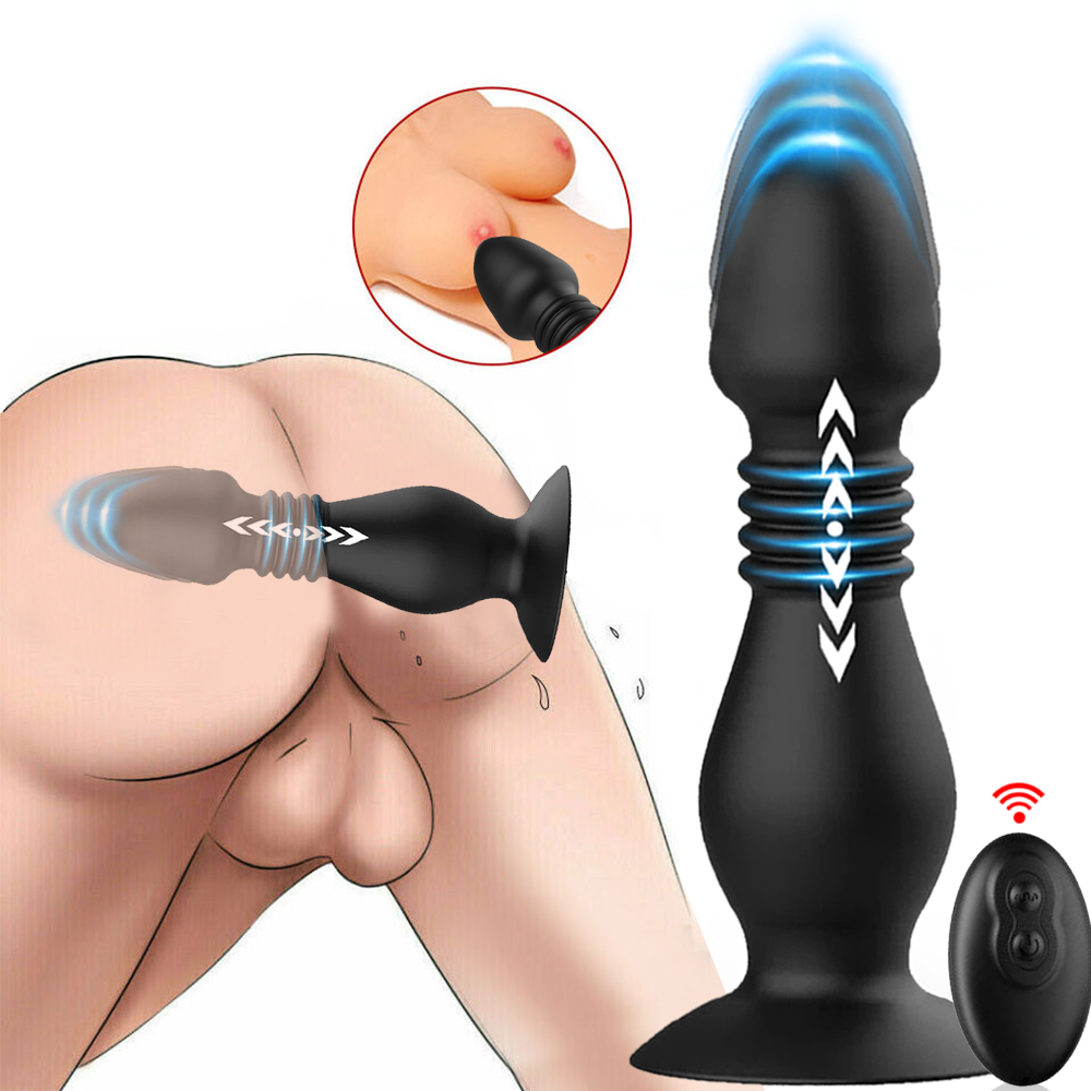 Thrusting Vibrating Anal Plug Sex Toys Suction Remote Control Prostate  Massager