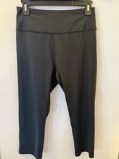 Camel Crown Capri Black Yoga Leggings Women’s Med Pull On Athletic 18.25” Inseam
