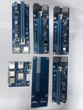 Lot of 4 PCIe x16 GPU Mining Riser Boards  1 PCIe x1 USB Adapter