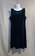 Vintage 90s Dress Women Green Velvet Velour Sleeveless Mini Witchy Fairy Short M