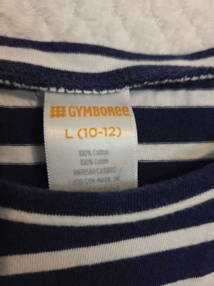 GYMBOREE GIRL'S STRIPPED BLUE T SHIRT TOP SIZE LARGE 10 12 - Image 4 of 4