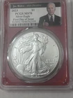 2023 PCGS MS70 Silver Eagle - First Day Of Issue;Joe Biden Label.Red Background