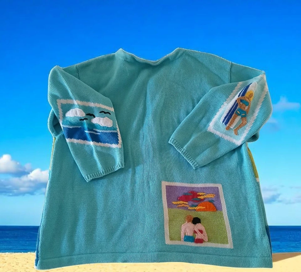 Cárdigan Christina Rotelli Vintage Años 90 Y2K ESTILO POSTAL PLAYA Foto 2 de 4