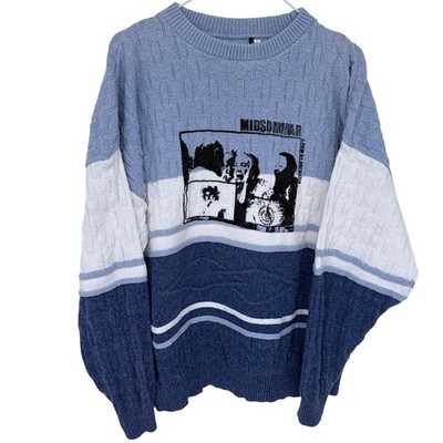 Rare Midsommar by Ari Aster Knit Crewneck Sweater 2XL Big Blue White Horror